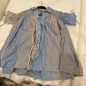 Anthropologie Blue and Brown Striped Dress
